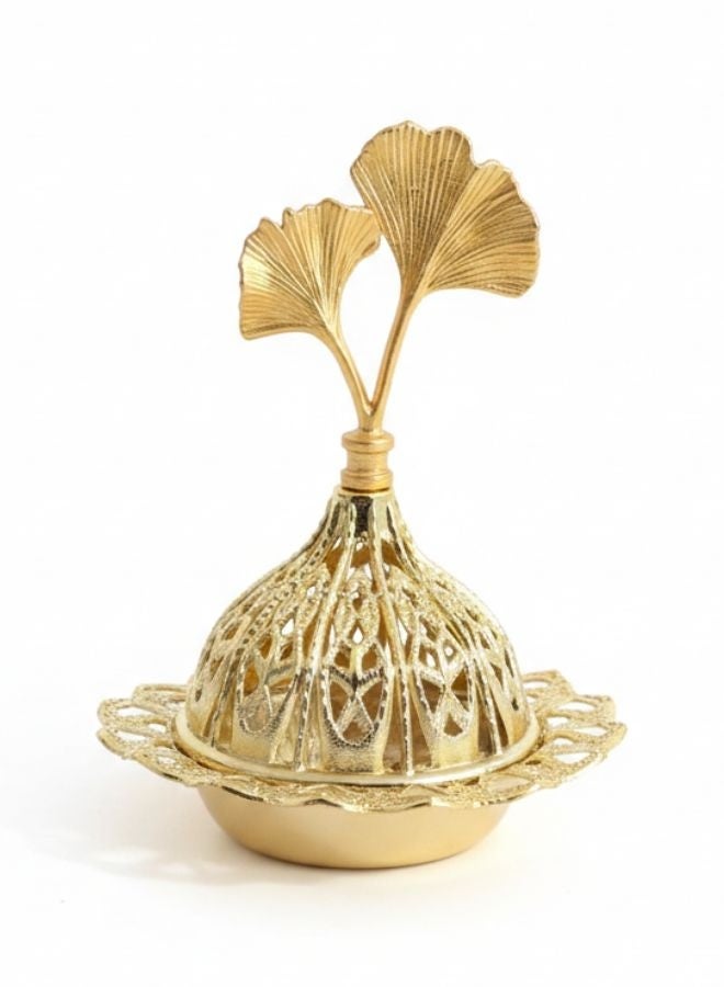 مبخرة بخور ذهبية بتصميم عربي فاخر – مبخرة معدنية مزخرفة من الحديد عالي الجودة مع غطاء قابل للإزالة – لتعطير الجو ونشر الروائح العطرية بالتساوي – قطعة ديكور فاخرة للمنازل والمناسبات – هدية مثالية للأصدقاء والعائلة - Image 2